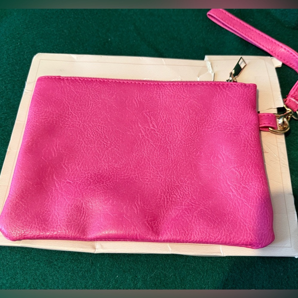 Bright Pink Clutch Bag with Wrist Strap